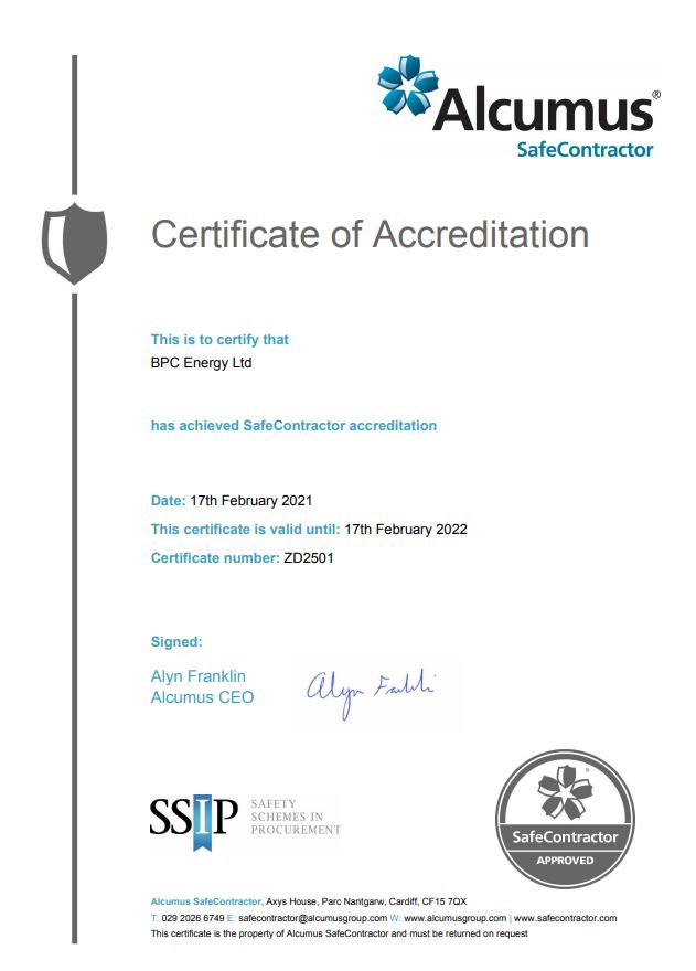 SafeContractor Certificate 2021