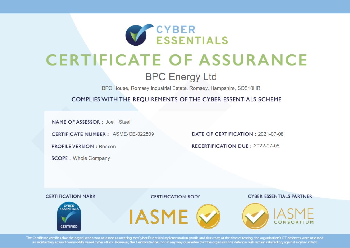 Cyber Essentials Certificate